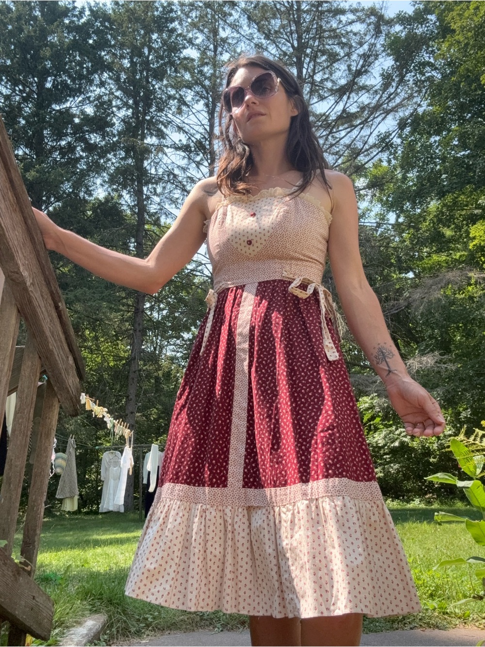 Vintage 70s Candi Jones side tie sundress ditsy floral boho hippie fairy size 9